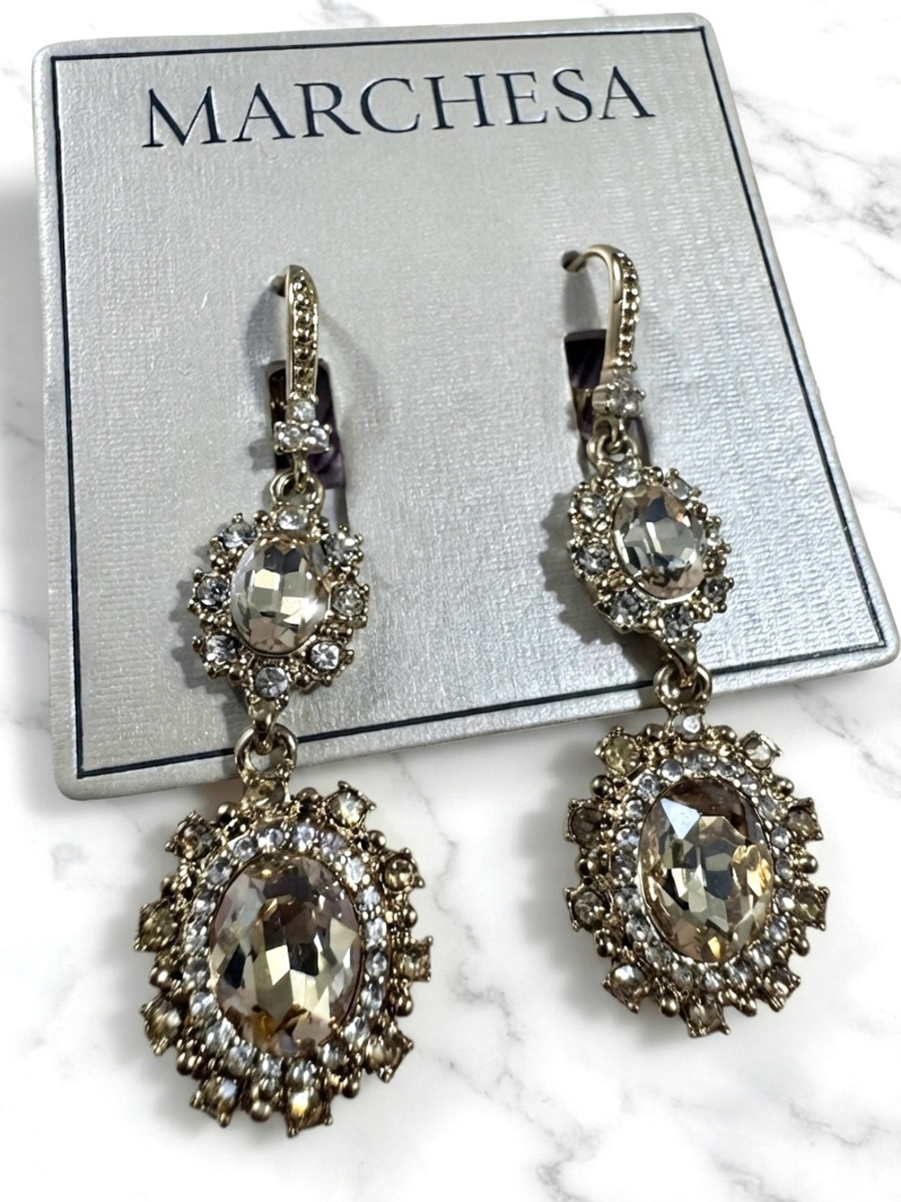 Marchesa Tonal Crystal Double Linear Earrings